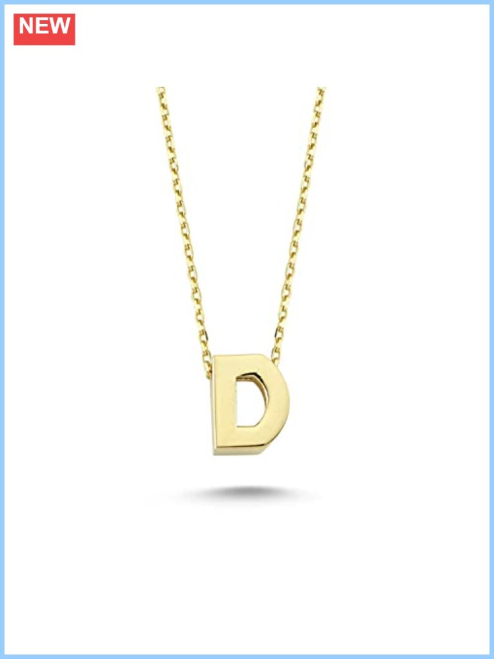 14k Solid Gold Dainty Initial Pendant Necklace Women 18 Inch Letter Charm